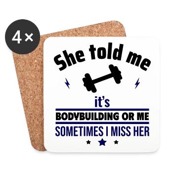 Sie hat gesagt, entweder Bodybuilding oder ich - Untersetzer (4er-Set) - Weiß - Vorne