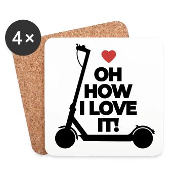 Oh, comme j’adore ça ! E-Scooter, Trottinette électrique - Dessous de verre (lot de 4) - blanc - Devant