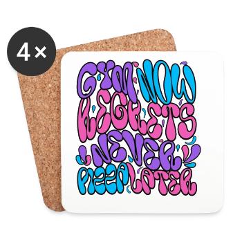 Typographie des bulles psychédéliques néon - Dessous de verre (lot de 4) - blanc - Devant