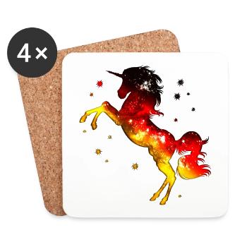 Unicorn, Germany Flag, Flag, Colors German - Coasters (set of 4) - white - Front