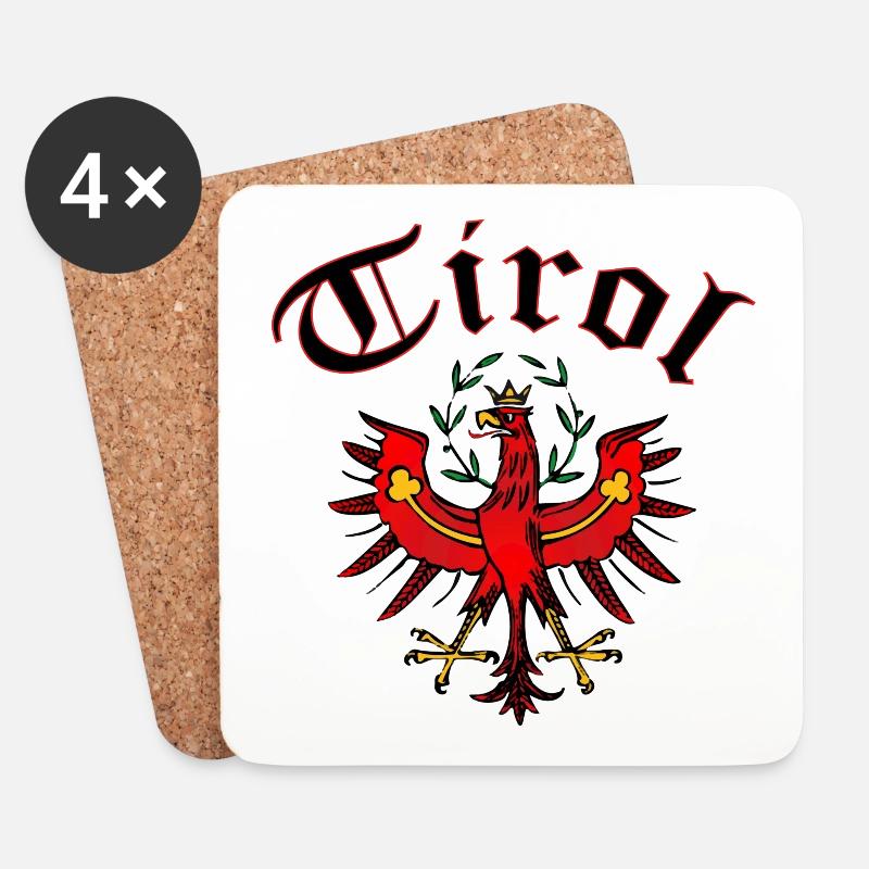 Tirol T-Shirt - Untersetzer (4er-Set) - Weiß