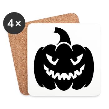 Kürbis Halloween Kopf / pumpkin halloween head - Untersetzer (4er-Set) - Weiß - Vorne