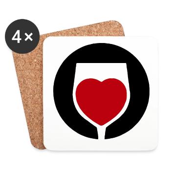 Wine Love Wine Glass Wine Drinker - Coasters (set of 4) - white - Front
