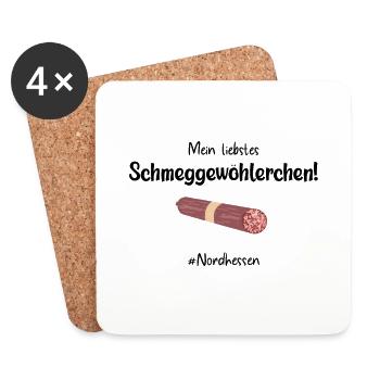 Schmeggewöhlerchen: Ahle Wurscht | Nordhessen - Untersetzer (4er-Set) - Weiß - Vorne