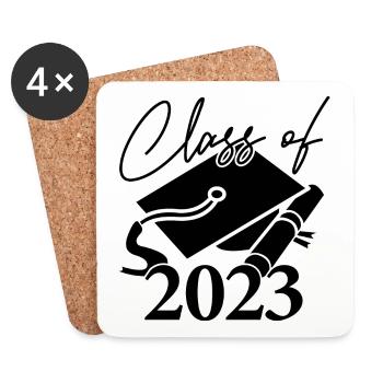 Cadeau de fête de fin d’études de la promotion 2023 pour lui et elle - Dessous de verre (lot de 4) - blanc - Devant