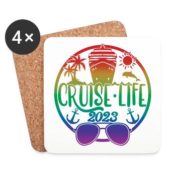 Cruise Life 2023 Croisière Vacances d’été - Dessous de verre (lot de 4) - blanc - Devant