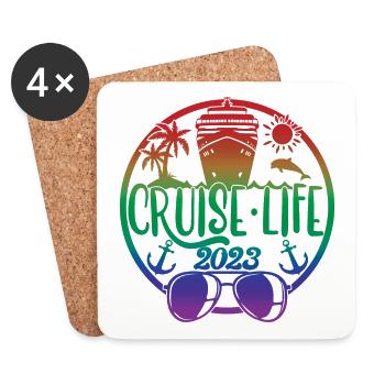 Cruise Life 2023 Croisière Vacances d’été - Dessous de verre (lot de 4) - blanc - Devant