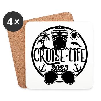 Cruise Life 2023 Croisière Vacances d’été - Dessous de verre (lot de 4) - blanc - Devant