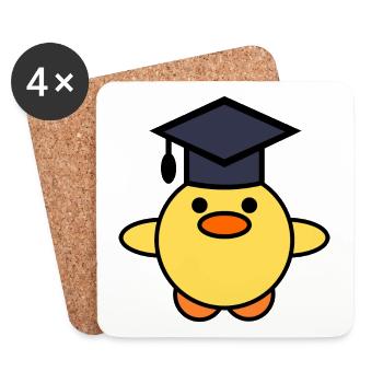 Duck with graduation hat - Coasters (set of 4) - white - Front
