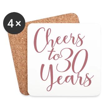 Cheers To 30 Years 30th Birthday Anniversary - Coasters (set of 4) - white - Front