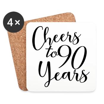 Prost auf 90 Jahre 90. Geburtstag - Untersetzer (4er-Set) - Weiß - Vorne