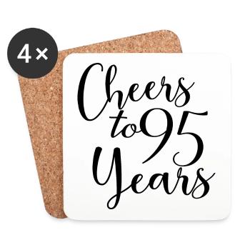 Cheers To 95 Years 95th Birthday Anniversary - Coasters (set of 4) - white - Front