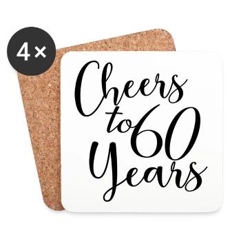 Cheers To 60 Years 60th Birthday Anniversary - Coasters (set of 4) - white - Front
