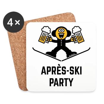 Après-ski (Bière / Dessin animé / 3C) - Dessous de verre (lot de 4) - blanc - Devant