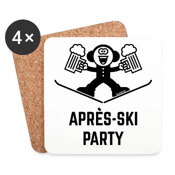 Après-Ski Party (Beer / Caricature / 1C) - Coasters (set of 4) - white - Front
