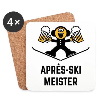 Après-Ski Meister (Bier / Karikatur / 3C) - Untersetzer (4er-Set) - Weiß - Vorne