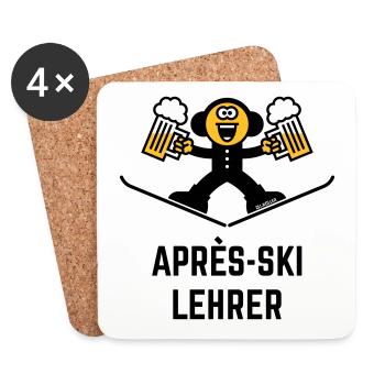 Après-Ski Lehrer (Bier / Karikatur / 3C) - Untersetzer (4er-Set) - Weiß - Vorne