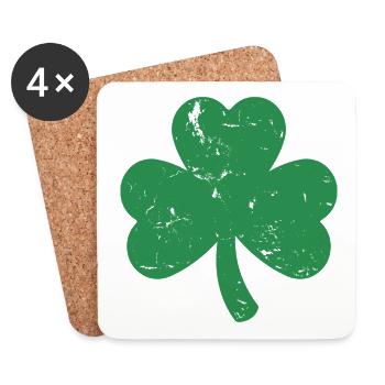 St. Patrick's Day Geschenk Kleeblatt Männer, Frauen, Kinder - Untersetzer (4er-Set) - Weiß - Vorne