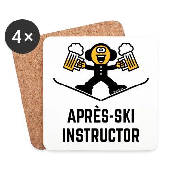Après-Ski Instructor (Bier / Karikatur / 3C) - Untersetzer (4er-Set) - Weiß - Vorne
