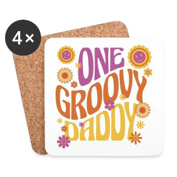 Ein grooviger Papa, Ein toller Papa - Untersetzer (4er-Set) - Weiß - Vorne