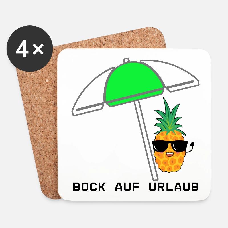 Coole Ananas mit Sonnenschirm und Sonnenbrille - Untersetzer (4er-Set) - Weiß