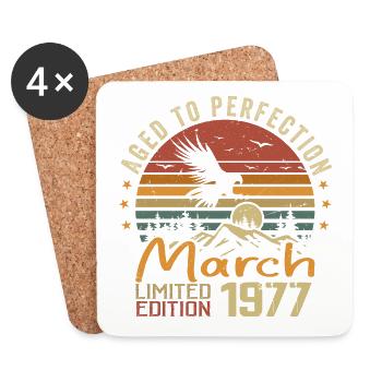 Les Légendes Sont Nées en Mars 1977 Vintage Retro - Dessous de verre (lot de 4) - blanc - Devant