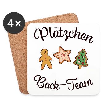 "PLÄTZCHEN - BACK -TEAM" Weihnachten backen - Untersetzer (4er-Set) - Weiß - Vorne