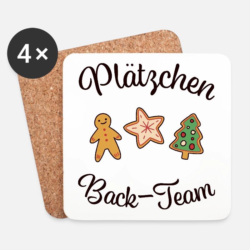 "PLÄTZCHEN - BACK -TEAM" Weihnachten backen - Untersetzer (4er-Set) - Weiß