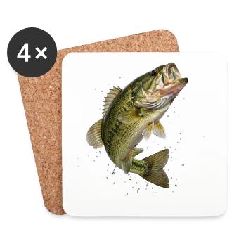 Bass in dynamic jump - Coasters (set of 4) - white - Front