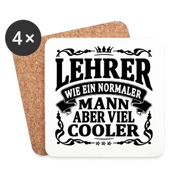 lehrer aber viel cooler - Untersetzer (4er-Set) - Weiß - Vorne