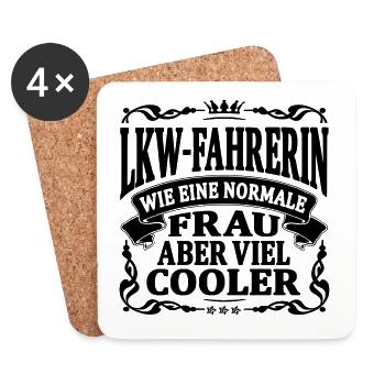 LKW fahrerin aber viel cooler - Untersetzer (4er-Set) - Weiß - Vorne