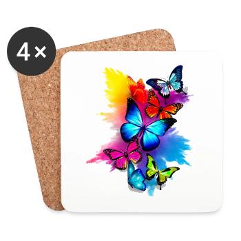 Schmetterling Splash Bunt - Untersetzer (4er-Set) - Weiß - Vorne