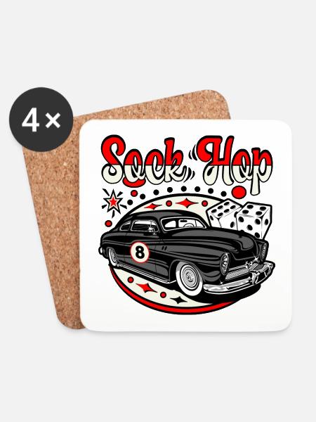 50er Jahre Sock Hop Party Vintage Rockabilly - Untersetzer (4er-Set) - Weiß