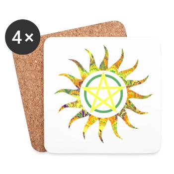 pentagramm in sonne e 258 - Untersetzer (4er-Set) - Weiß - Vorne