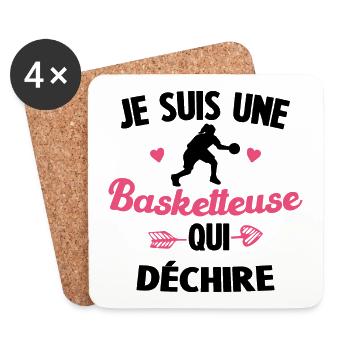 Je suis une basketteuse Qui Déchire Cadeau humour - Dessous de verre (lot de 4) - blanc - Devant