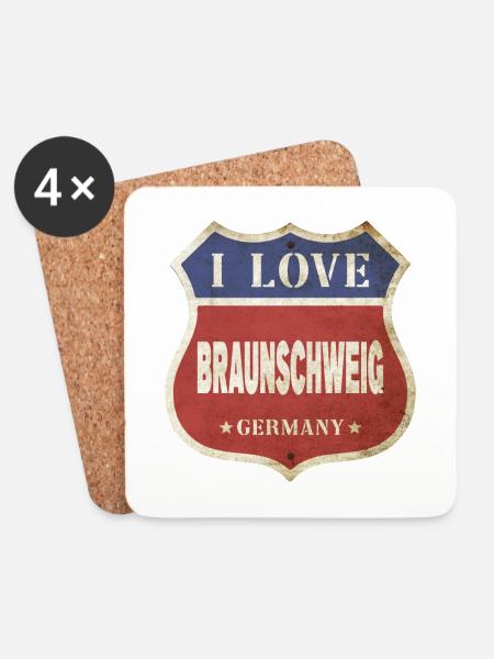 Braunschweig Deutschland Stadt I Love Vintage - Untersetzer (4er-Set) - Weiß