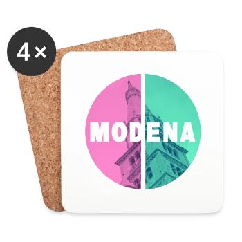 Modena Italy City Skyline Cathedral Holiday - Coasters (set of 4) - white - Front