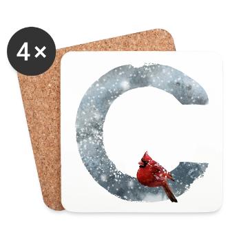 C – decorative character – winter - Coasters (set of 4) - white - Front