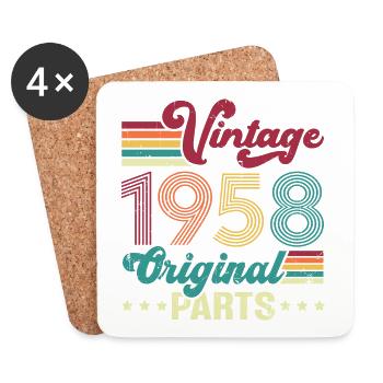 Vintage 1958 Original, Geburtstagsgeschenk - Untersetzer (4er-Set) - Weiß - Vorne