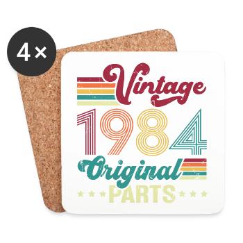 Vintage 1984 Original, Cadeau D'anniversaire - Dessous de verre (lot de 4) - blanc - Devant