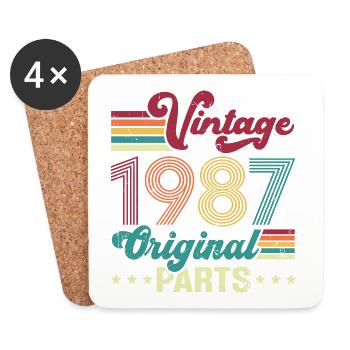 Vintage 1987 Original, Cadeau D'anniversaire - Dessous de verre (lot de 4) - blanc - Devant