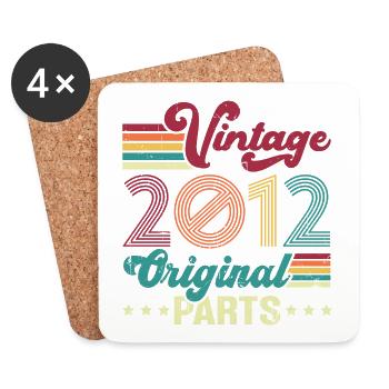 Vintage 2012 Original, Cadeau D'anniversaire - Dessous de verre (lot de 4) - blanc - Devant