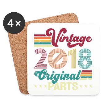 Vintage 2018 Original, Cadeau D'anniversaire - Dessous de verre (lot de 4) - blanc - Devant