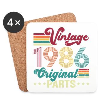 Vintage 1986 Original, Cadeau D'anniversaire - Dessous de verre (lot de 4) - blanc - Devant