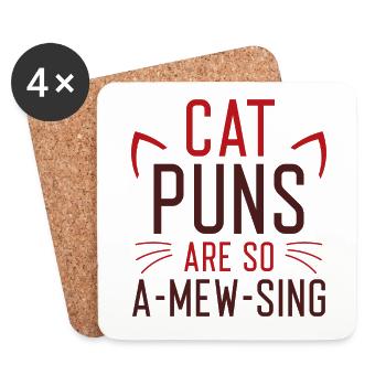 Les jeux de mots de chat sont si amusants - Dessous de verre (lot de 4) - blanc - Devant