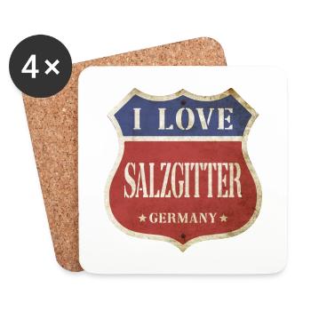Salzgitter Allemagne Ville J’aime Vintage Rétro - Dessous de verre (lot de 4) - blanc - Devant