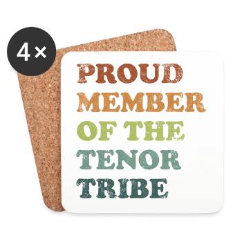 Proud Member of the Tenor Tribe - retro dark - Coasters (set of 4) - white - Front