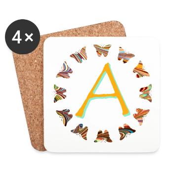 Papillons E 56 A - Dessous de verre (lot de 4) - blanc - Devant