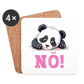Nö Einfach Nö No Nein Panda Bär Lustig Spruch Pink - Untersetzer (4er-Set) - Weiß - Vorne