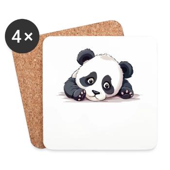 Nö Einfach Nö No Nein Panda Bär Süß Lustig Spruch - Untersetzer (4er-Set) - Weiß - Vorne